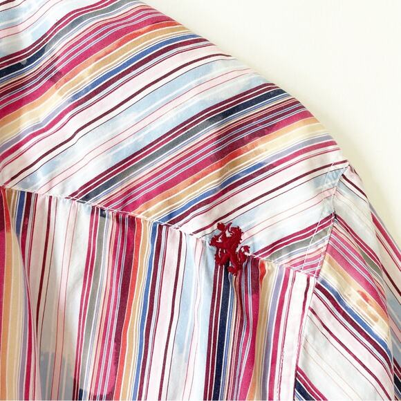 Tommy Hilfiger Red Label Y2K Multicolor Rainbow Short Sleeve Shirt XL - Picture 5 of 6